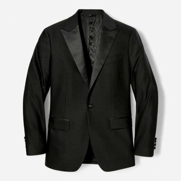 Italian Performance Wool Tuxedo Jacket 52L Black Stretch NWOT Formal Wedding 650 - Picture 1 of 12